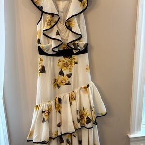 Floral Ruffle Dress - White and Yellow